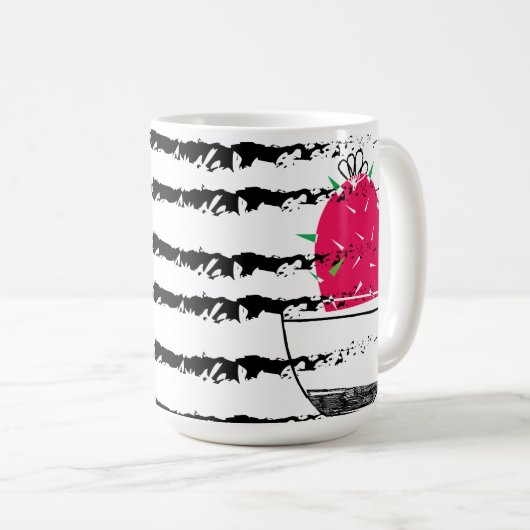 Mug Cactus rose monogramme rayé (Devant droit)
