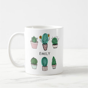 Mug Cactus succulents illustration nom personnalisé
