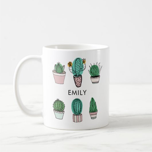 Mug Cactus succulents illustration nom personnalisé (Gauche)