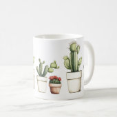 Mug Cactus vert mignon dans les pots (Devant droit)