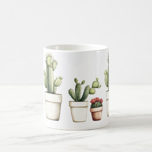 Mug Cactus vert mignon dans les pots (Centre)