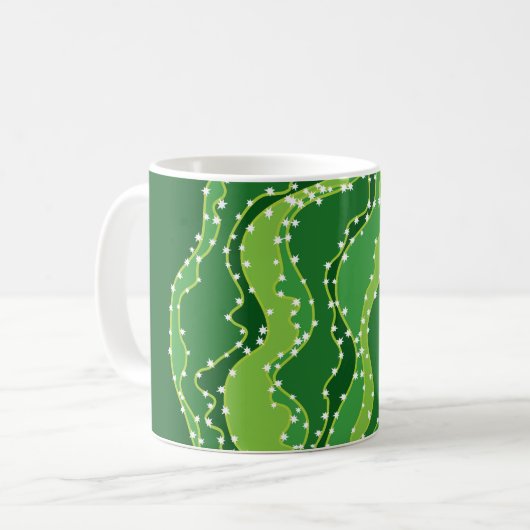 Mug Cactus vert : motif abstrait naturel. (Devant gauche)