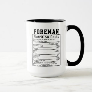 Mug Cadeau amusant pour contremaître avec faits nutrit