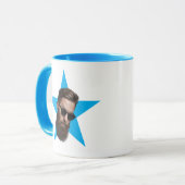 Mug Cadeau amusant, Visage bleu étoile, Cadeau de bure (Devant gauche)