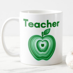 Mug Cadeau Anneaux de Pomme Verte Enseignant