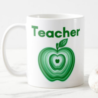 Mug Cadeau Anneaux de Pomme Verte Enseignant
