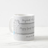 Mug Cadeau anniversaire 25 ans avec coeur et noms (Devant gauche)