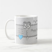 Mug Cadeau anniversaire 25 ans avec coeur et noms (Gauche)