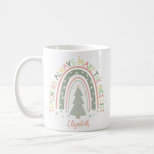Mug Cadeau Arc-en-ciel de Noël personnalisable (Gauche)