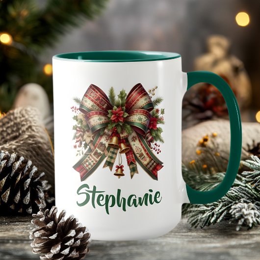Mug Cadeau avec Ruban de Noël Élégant