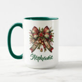 Mug Cadeau avec Ruban de Noël Élégant (Gauche)