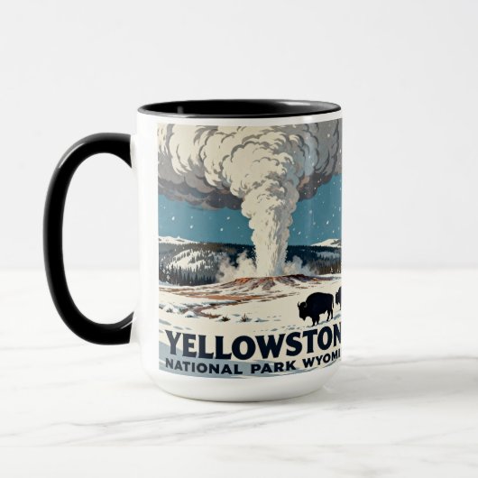 Mug Cadeau Bison Rétro Parc National de Yellowstone (Gauche)