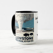 Mug Cadeau Bison Rétro Parc National de Yellowstone (Devant gauche)