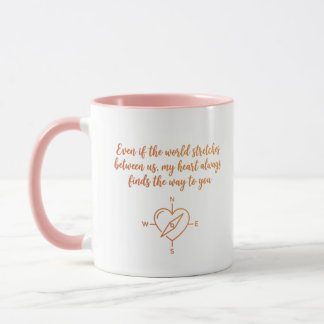 Mug Cadeau Boussole du Cœur pour Relation à Distance