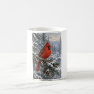 Mug Cadeau Cardinal Rouge d'Hiver pour les Amoureux de