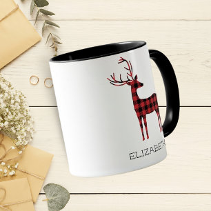 Mug Cadeau Carreaux des Rennes Noël Noir Café