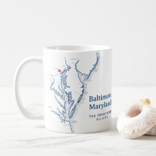 Mug Cadeau carte de Baltimore Maryland Bleu marine