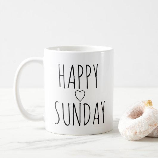 Mug Cadeau Charmant 'Joyeux Dimanche' Contour de Cœur (Avec donut)