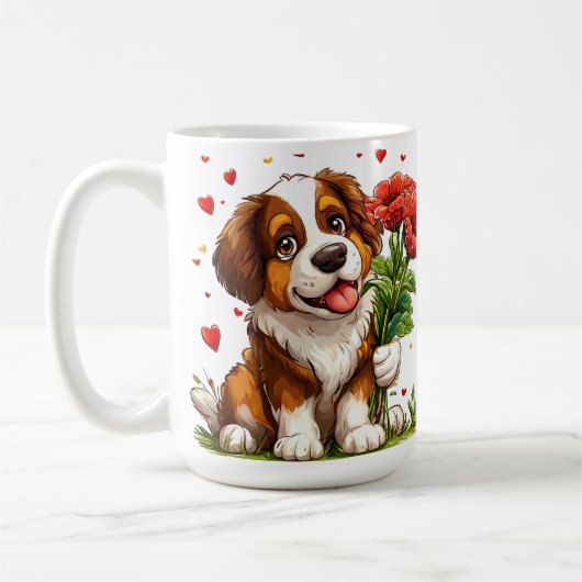 Mug Cadeau Chien Mignon de la Saint-Valentin avec (Gauche)