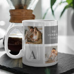 Mug Cadeau Collage familial personnalisé<br><div class="desc">Collage tendance photo et gris meilleur cadeau de famille</div>