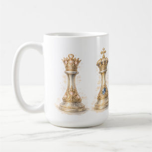 Mug Cadeau Couple Roi Reine Élégant Échecs Or