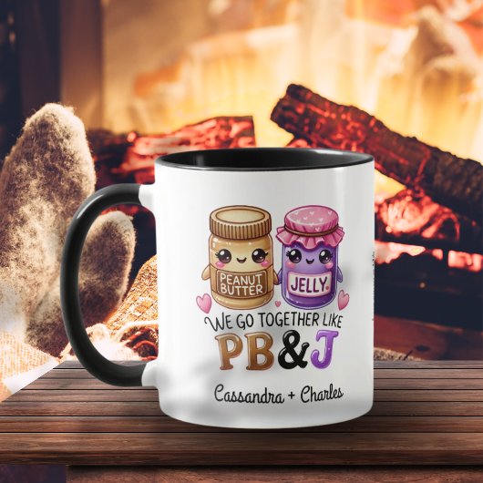 Mug Cadeau Couples "Ensemble Comme PB & J" Personnalis
