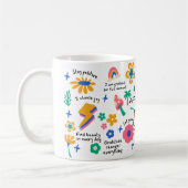 Mug Cadeau d'affirmation pour enseignant, Fleur rétro  (Gauche)