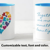 Mug Cadeau d'amitié, Coeurs arc-en-ciel, personnalisab
