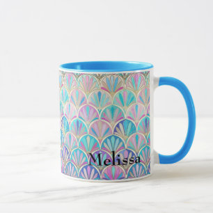 Mug Cadeau d'anniversaire Art déco pour ses roses bleu