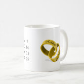 Mug Cadeau d'anniversaire - calendrier et anneaux (Devant droit)
