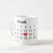 Mug Cadeau d'anniversaire - calendrier et anneaux (Devant gauche)