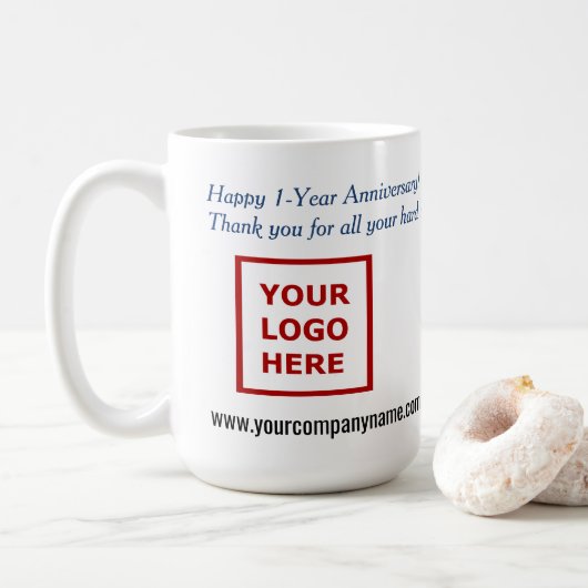 Mug Cadeau d'anniversaire de l'employé Logo d'entrepri (Avec donut)
