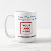 Mug Cadeau d'anniversaire de l'employé Logo d'entrepri (Gauche)