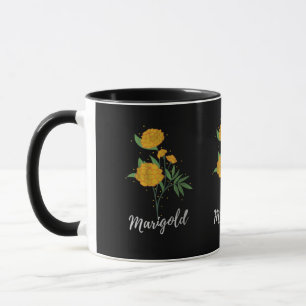 Mug cadeau d'anniversaire d'octobre marigold fleur vin