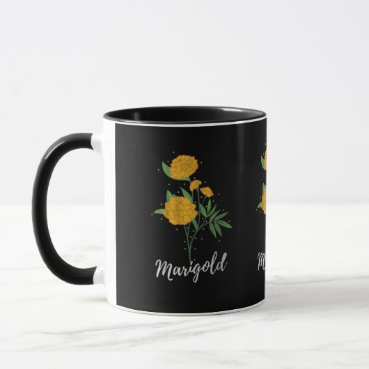 Mug cadeau d'anniversaire d'octobre marigold fleur vin (Gauche)
