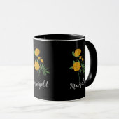 Mug cadeau d'anniversaire d'octobre marigold fleur vin (Devant droit)