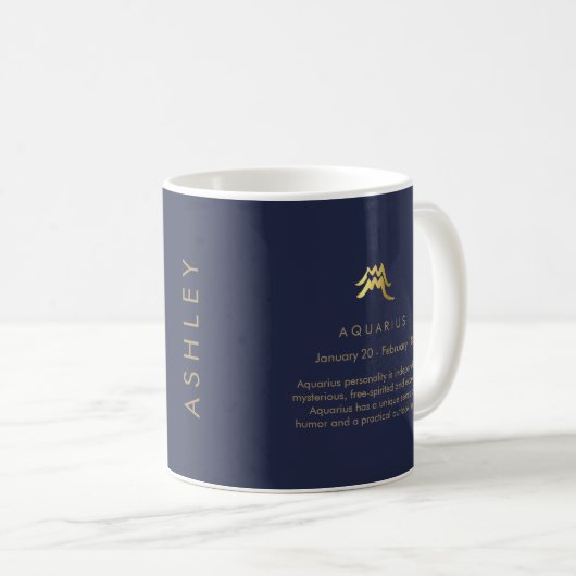 Mug Cadeau d'anniversaire personnalisé par Verseau de (Devant droit)