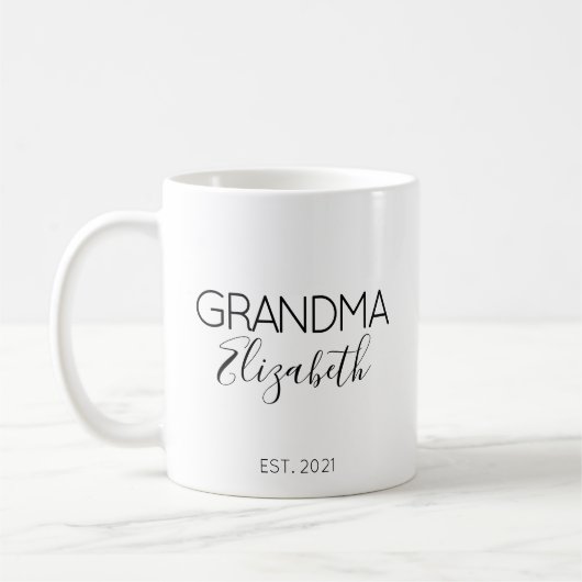 Mug Cadeau d'annonce de grossesse Mamie Nom (Gauche)