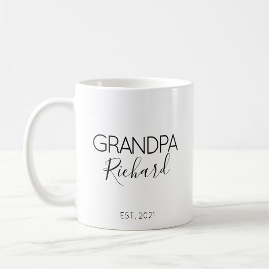 Mug Cadeau d'annonce de grossesse Nom Papy (Gauche)