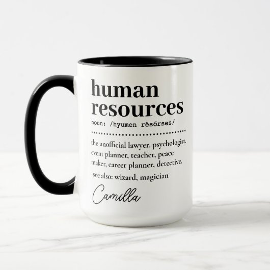 Mug Cadeau d'appréciation des RH, définition des resso (Gauche)