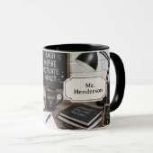 Mug Cadeau d'appréciation pour enseignant Noir & Blanc (Devant droit)