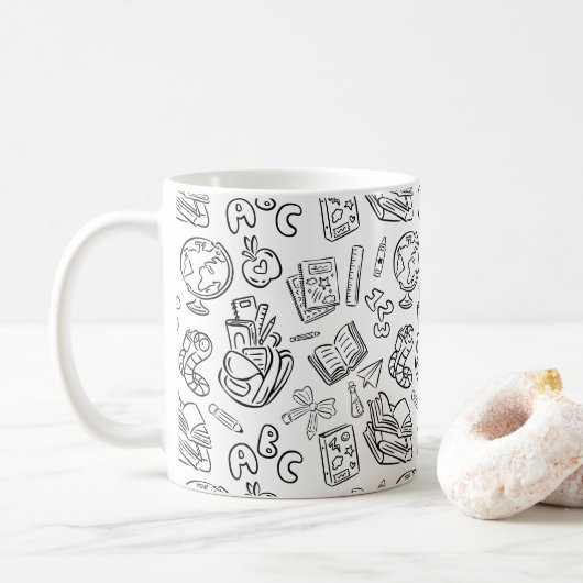 Mug Cadeau d'appréciation pour enseignant noir et blan (Avec donut)
