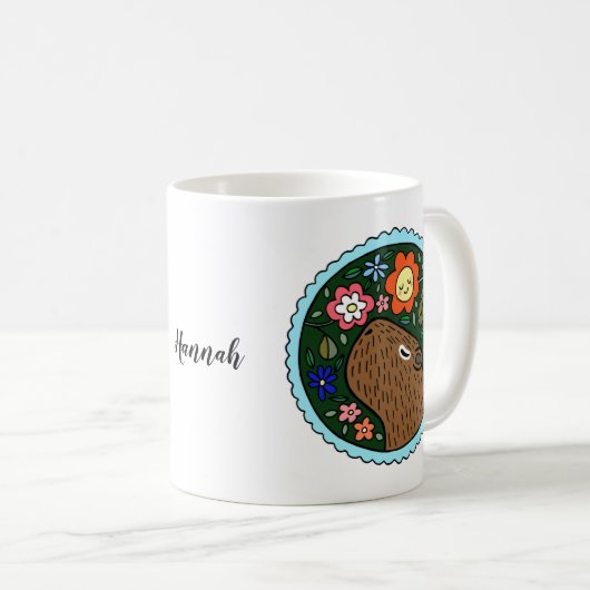 Mug Cadeau d'art Capybara Cute Personnalisé avec le no (Devant droit)