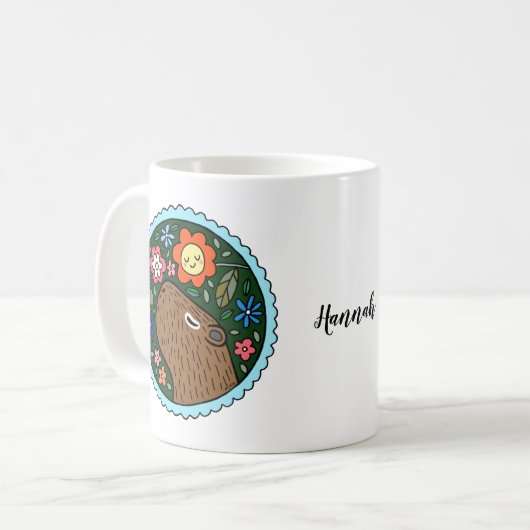 Mug Cadeau d'art Capybara Cute Personnalisé avec le no (Devant gauche)