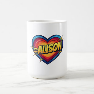 Mug Cadeau d'art pop comic cœur coloré Alison