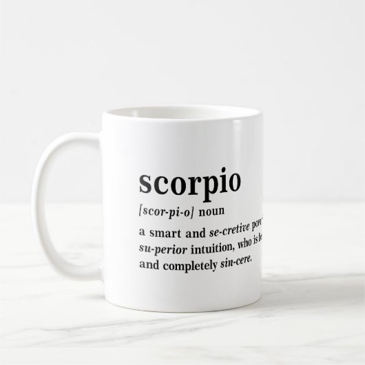 Mug Cadeau d'astrologie esthétique Définition Scorpion (Gauche)
