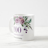 Mug Cadeau de 100e anniversaire Rose Violette Prune (Devant gauche)