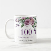 Mug Cadeau de 100e anniversaire Rose Violette Prune (Gauche)