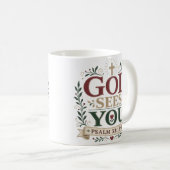 Mug Cadeau de baptême Dieu vous voit (Devant droit)