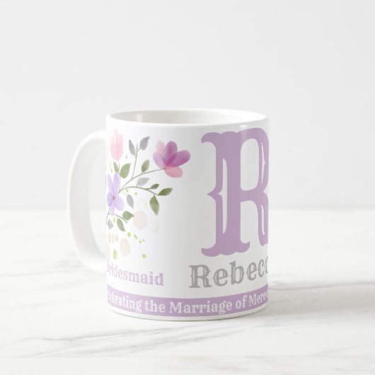 Mug Cadeau de bonne d'enfants avec le nom et l'initial (Devant gauche)